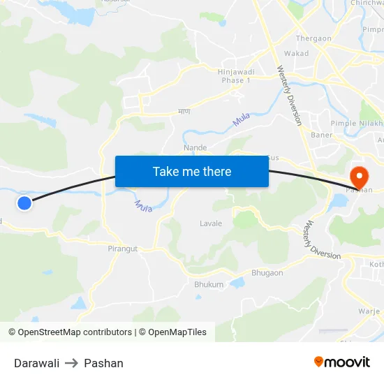 Darawali to Pashan map