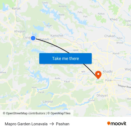 Mapro Garden Lonavala to Pashan map