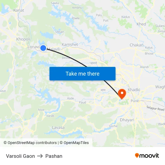 Varsoli Gaon to Pashan map