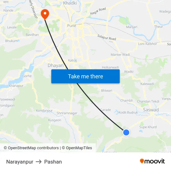 Narayanpur to Pashan map