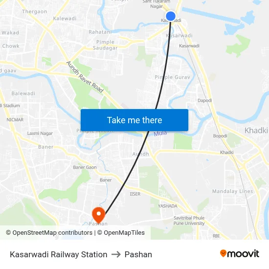 Kasarwadi Railway Station to Pashan map