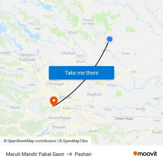 Maruti Mandir Pabal Gaon to Pashan map