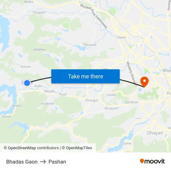Bhadas Gaon to Pashan map