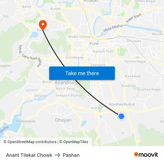 Anant Tilekar Chowk to Pashan map