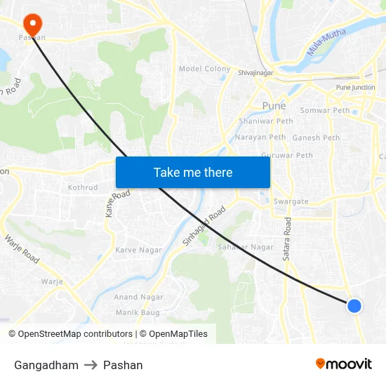 Gangadham to Pashan map