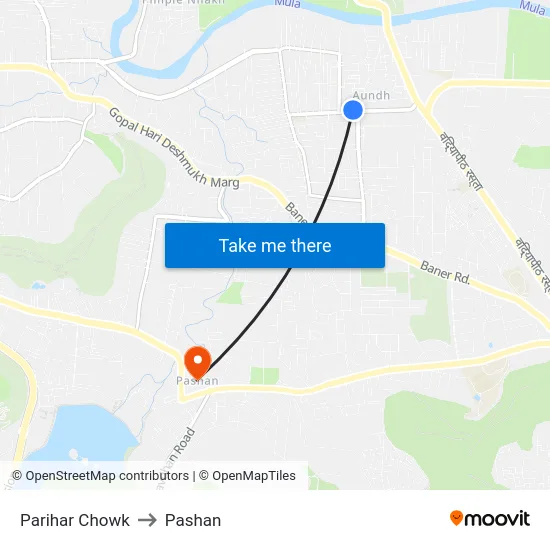 Parihar Chowk to Pashan map