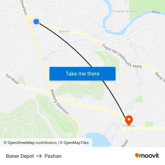 Baner Depot to Pashan map