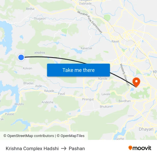 Krishna Complex Hadshi to Pashan map