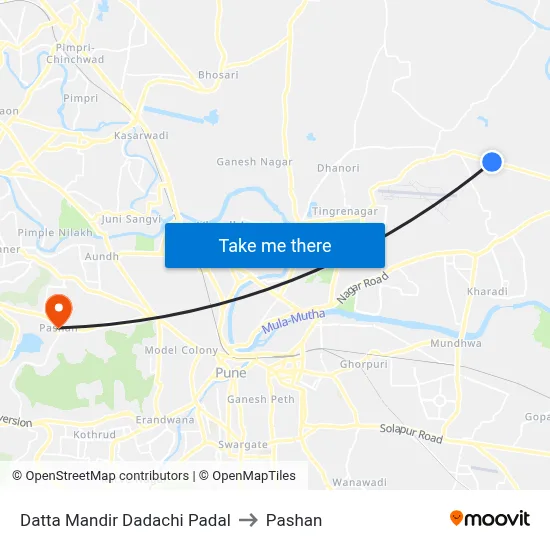 Datta Mandir Dadachi Padal to Pashan map