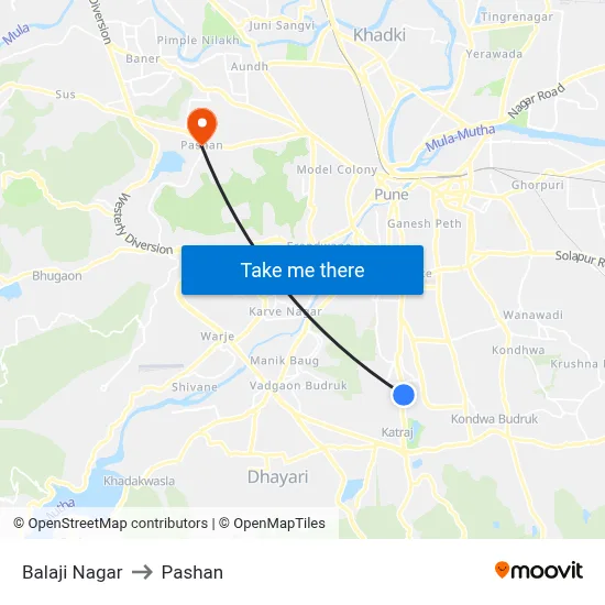 Balaji Nagar to Pashan map