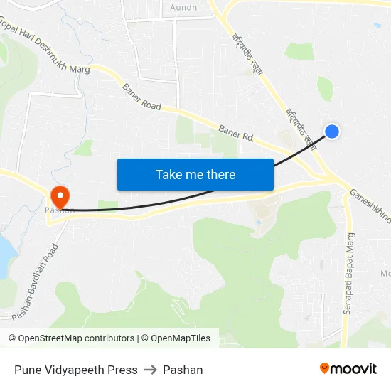 Pune Vidyapeeth Press to Pashan map