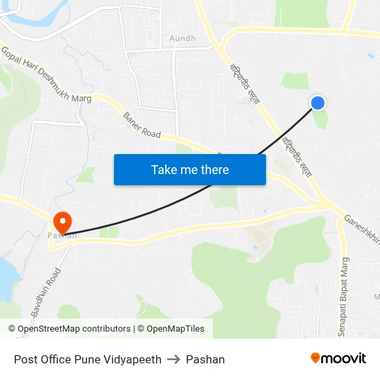 Post Office Pune Vidyapeeth to Pashan map