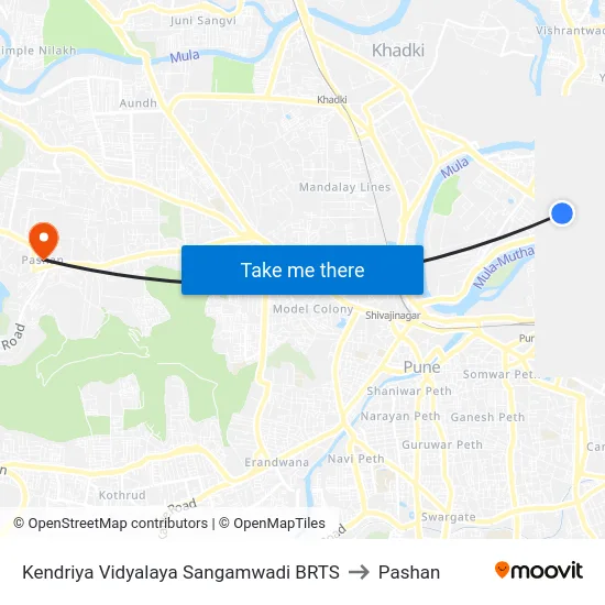 Kendriya Vidyalaya Sangamwadi BRTS to Pashan map