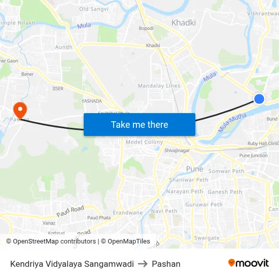 Kendriya Vidyalaya Sangamwadi to Pashan map