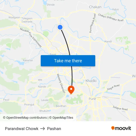 Parandwal Chowk to Pashan map