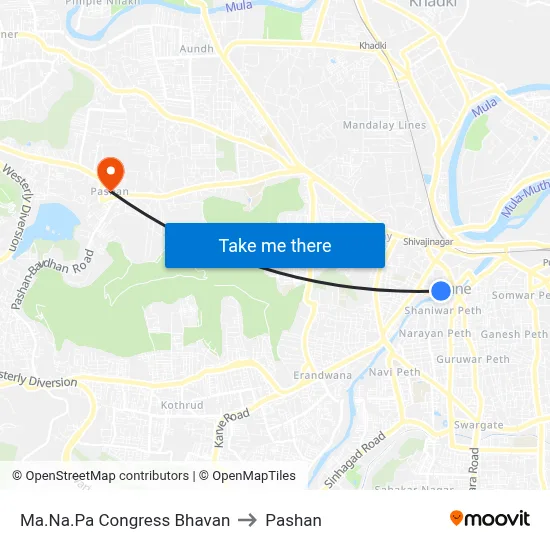 Ma.Na.Pa Congress Bhavan to Pashan map