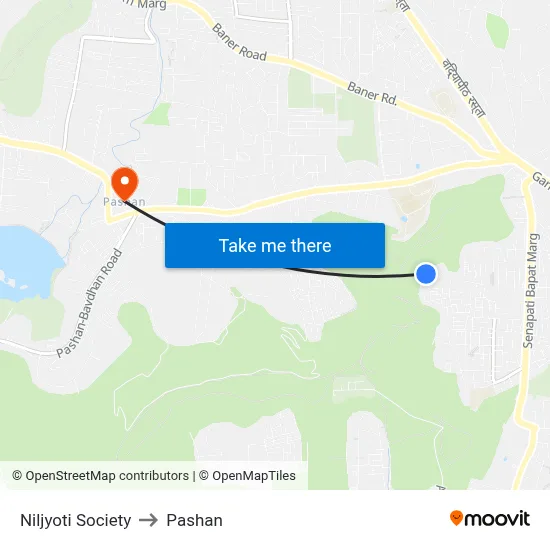 Niljyoti Society to Pashan map