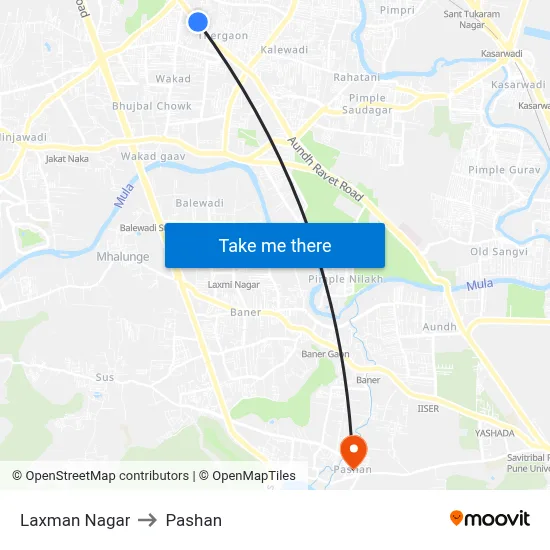 Laxman Nagar to Pashan map