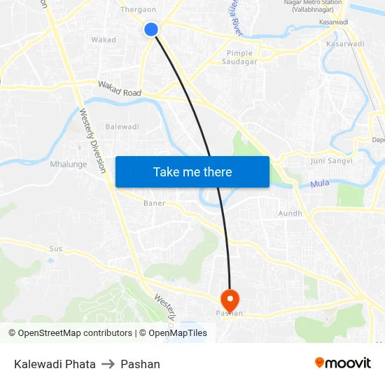 Kalewadi Phata to Pashan map