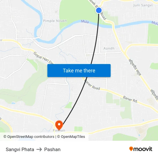 Sangvi Phata to Pashan map