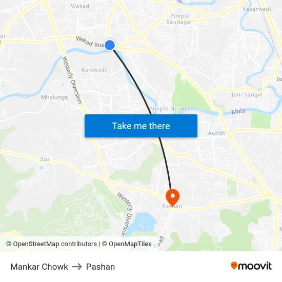 Mankar Chowk to Pashan map