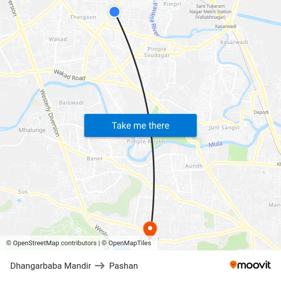 Dhangarbaba Mandir to Pashan map