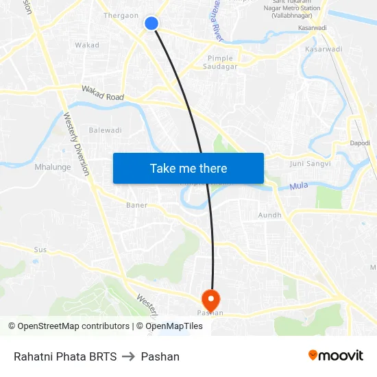 Rahatni Phata BRTS to Pashan map
