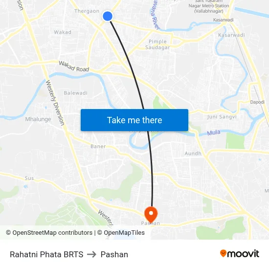 Rahatni Phata BRTS to Pashan map