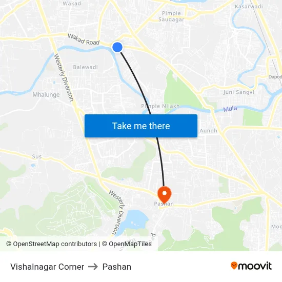 Vishalnagar Corner to Pashan map
