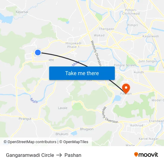 Gangaramwadi Circle to Pashan map