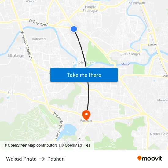 Wakad Phata to Pashan map