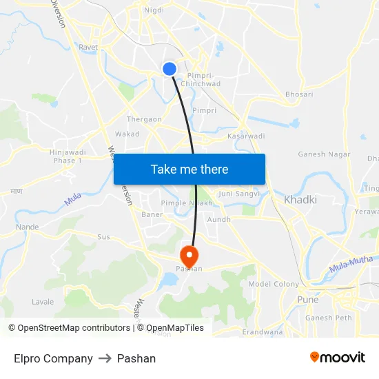 Elpro Company to Pashan map