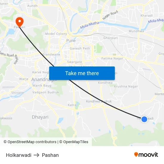 Holkarwadi to Pashan map