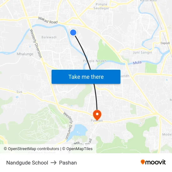 Nandgude School to Pashan map