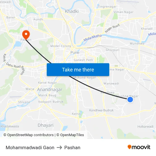 Mohammadwadi Gaon to Pashan map