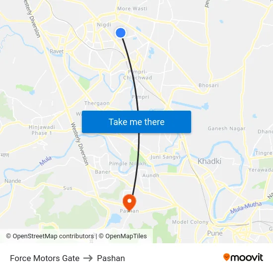 Force Motors Gate to Pashan map