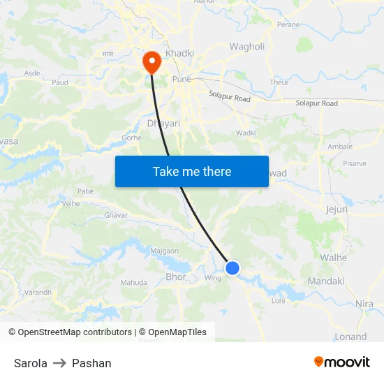 Sarola to Pashan map