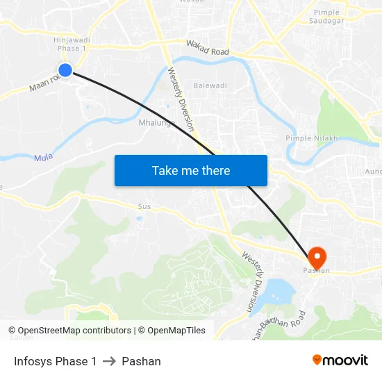 Infosys Phase 1 to Pashan map