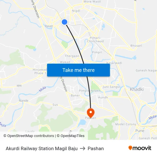 Akurdi Railway Station Magil Baju to Pashan map