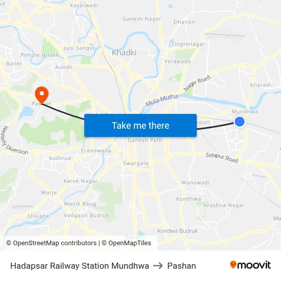 Hadapsar Railway Station Mundhwa to Pashan map
