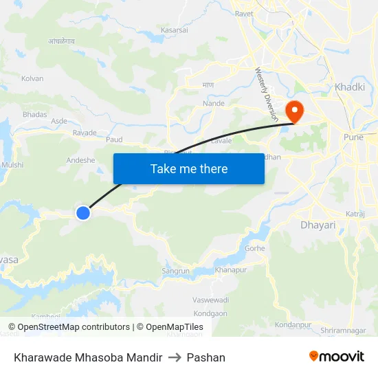 Kharawade Mhasoba Mandir to Pashan map