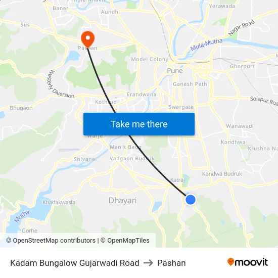 Kadam Bungalow Gujarwadi Road to Pashan map