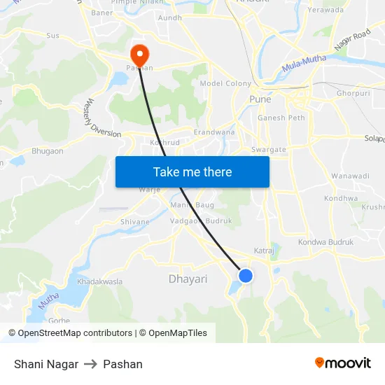 Shani Nagar to Pashan map