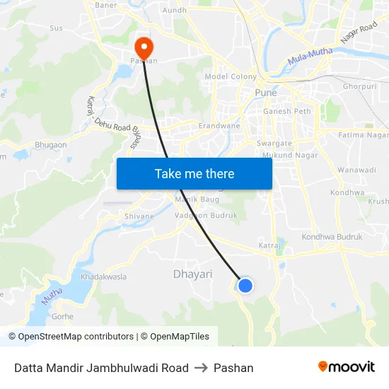 Datta Mandir Jambhulwadi Road to Pashan map