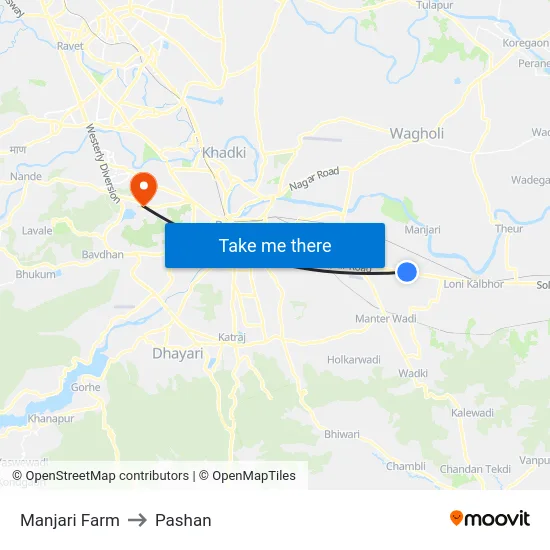 Manjari Farm to Pashan map