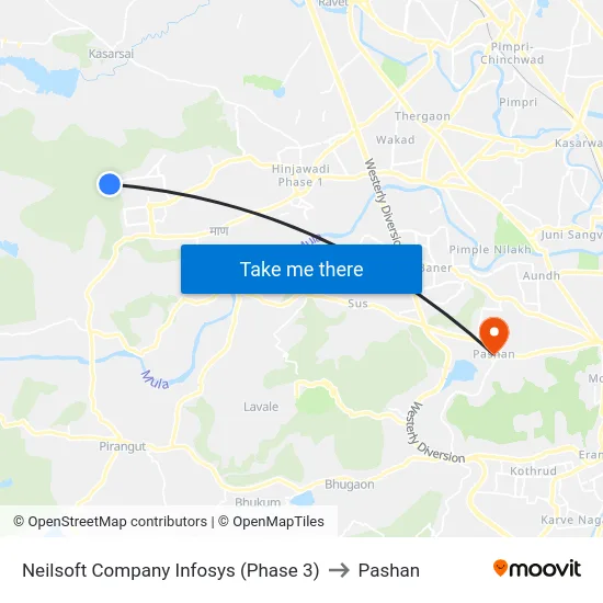 Neilsoft Company Infosys (Phase 3) to Pashan map