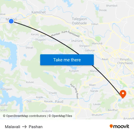 Malavali to Pashan map