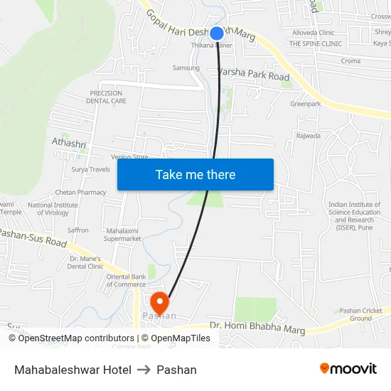 Mahabaleshwar Hotel to Pashan map