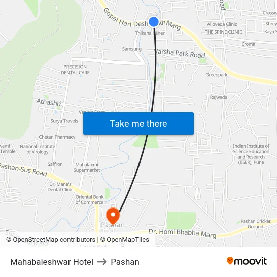 Mahabaleshwar Hotel to Pashan map