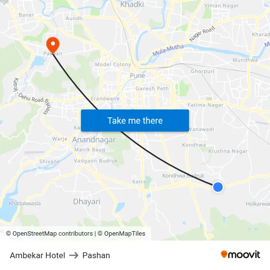 Ambekar Hotel to Pashan map